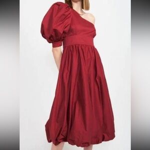 NWT En Saison Cosima Midi Dress - Burgundy sz M one shoulder